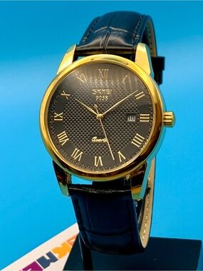 SKMEI 9058 Men’s Dress Quartz Wristwatch Leather Strap Date Display Working